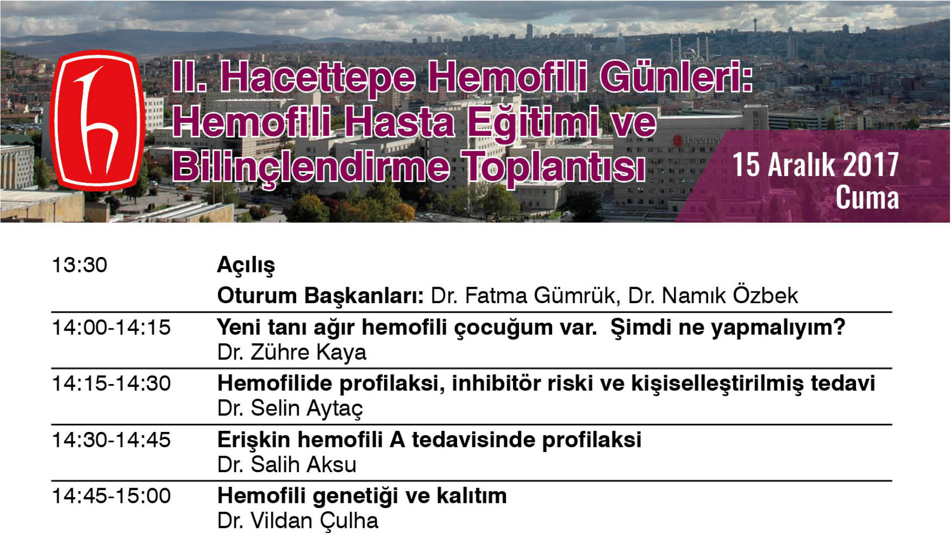 II. Hacettepe Hemofili Günleri – 15 Aralık 2017