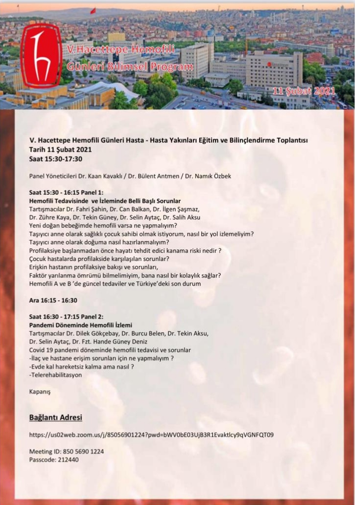 V. Hacettepe Hemofili Günleri – Hasta ve Hasta Yakınları Bilinçlendirme Toplantısı